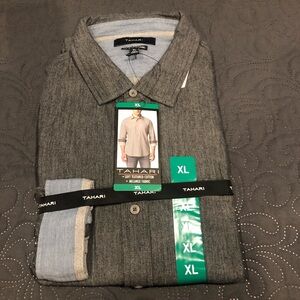 Tahari Gray Casual Button Down Shirt